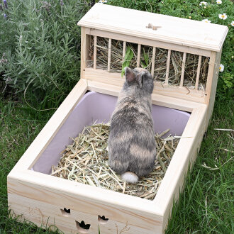 Kaninchentoilette mit Raufe "butterfly" natur